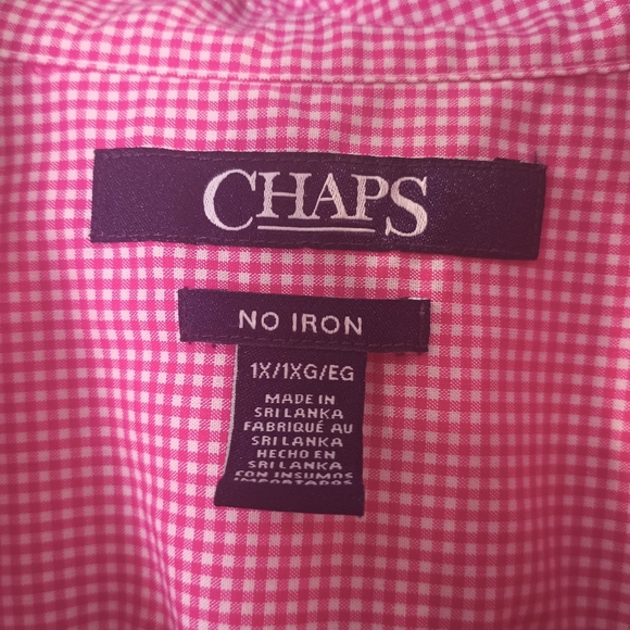 Chaps Pink and White Long Sleeve Checkered Button Down Shirt Size 1X - Picture 11 of 11